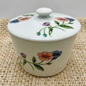 House of Prill Vintage Porcelain Poppy Design Storage Jar Bowl with Lid